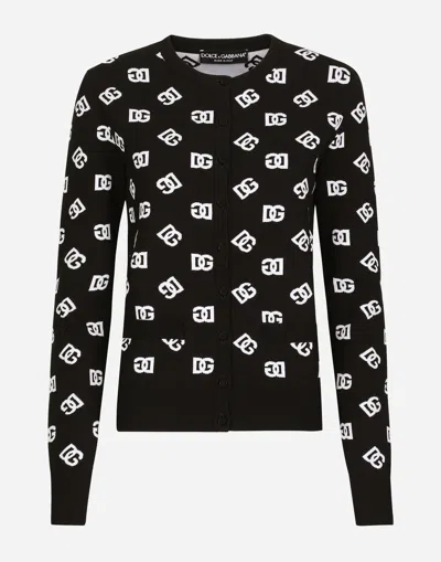 DOLCE & GABBANA VISCOSE CARDIGAN WITH JACQUARD DG LOGO