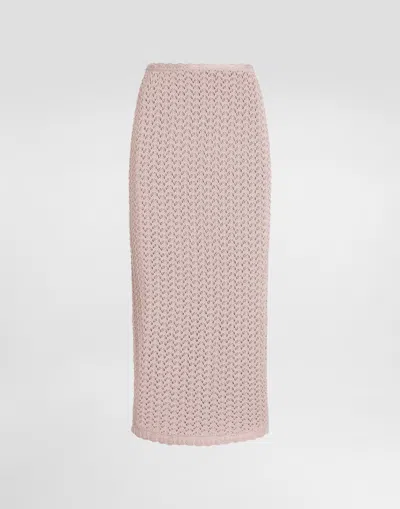 Dolce & Gabbana Viscose Crochet Skirt In Neutral