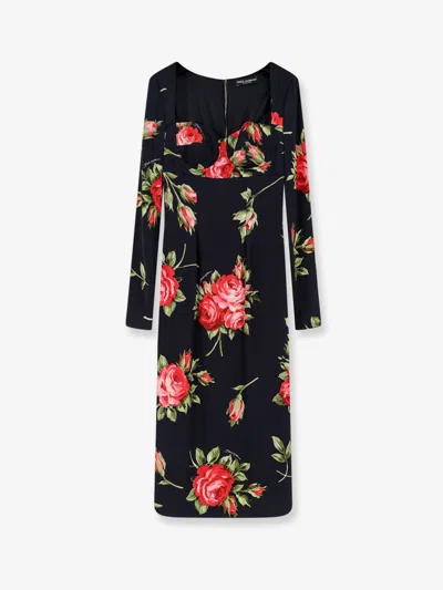 DOLCE & GABBANA VISCOSE DRESS WITH ICONIC PRINT