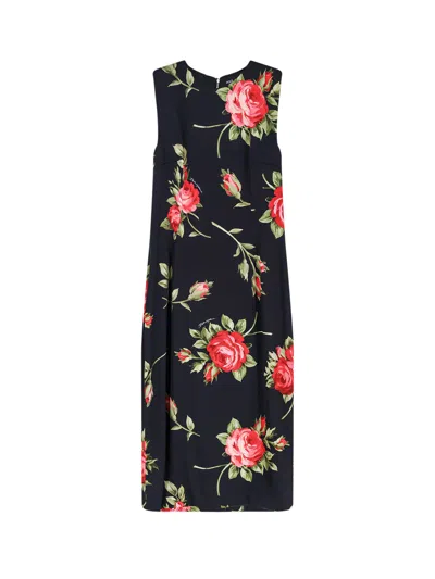 Dolce & Gabbana Viscose Dress With Iconic Print In Black