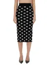 Dolce & Gabbana Viscose Logo Jacquard Pencil Skirt In Black