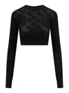Dolce & Gabbana Viscose Mesh Top With All-over Dg Logo In Black
