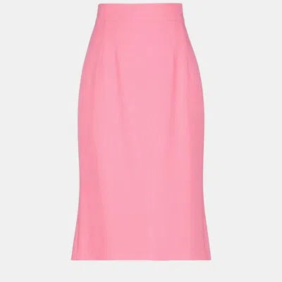 Pre-owned Dolce & Gabbana Viscose Midi Skirts 48 In Pink