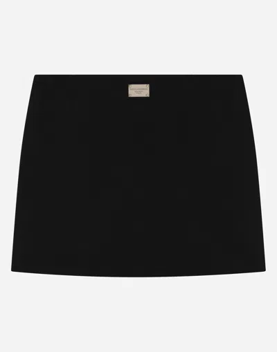 Dolce & Gabbana Kids' Viscose Miniskirt With Logo Tag In Black