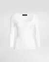 Dolce & Gabbana Viscose Rib Knit Pullover In White