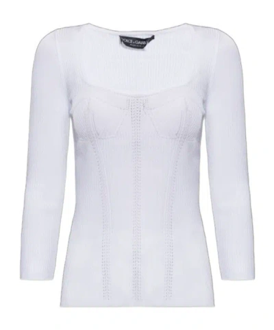 Dolce & Gabbana Viscose Rib-knit Pullover In White