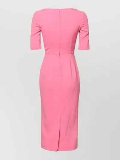 Dolce & Gabbana Viscose Short Sleeve Sheath Midi Dress In Pink