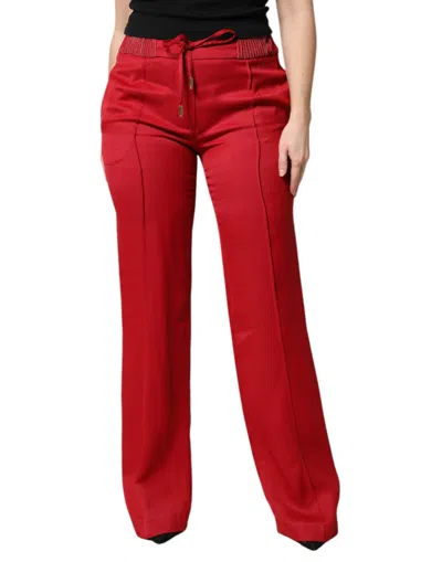 Dolce & Gabbana Viscose Straight-fit Trousers In Red