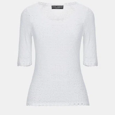 Pre-owned Dolce & Gabbana Viscose Sweater It 40 In White
