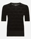 Dolce & Gabbana Viscose Sweater With All-over Dg Logo In Black