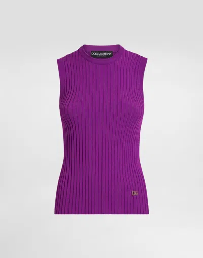Dolce & Gabbana Viscose Tank Top In Purple