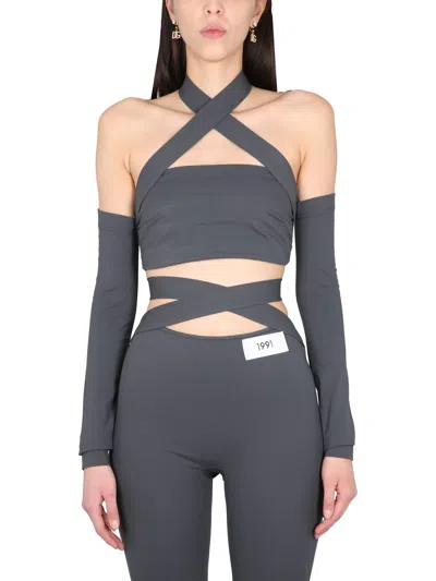 Dolce & Gabbana Viscose Top With Sleeves In Gray