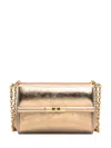 Dolce & Gabbana Marlene Crackled Leather Shoulder Bag In Gold