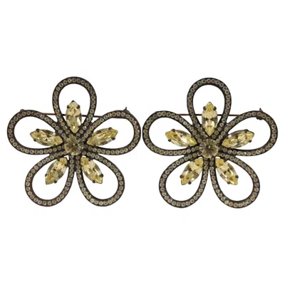 Pre-owned Dolce & Gabbana Vitnage Two Vintage Flower Jade Green Pin Jacket Brooche Star