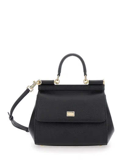 Dolce & Gabbana Black Handbag With Adjustable And Removable Shoulder Strap And Logo Plaque On The Front In Grained L