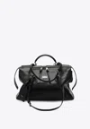 Dolce & Gabbana Vittoria Calf Leather Top Handle Bag In Black
