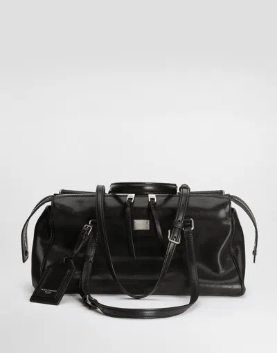Dolce & Gabbana Vittoria Calfskin Bag In Black