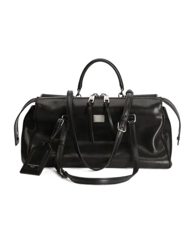 Dolce & Gabbana Vittoria Calfskin Handbag In Black