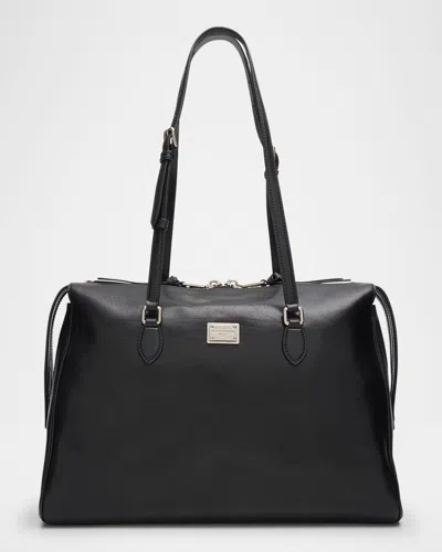 Dolce & Gabbana Vittoria Calfskin Tote Bag In Black