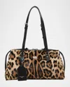 Dolce & Gabbana Vittoria Cheetah-print Pony Hair Shoulder Bag In Brown
