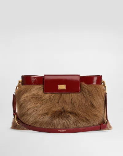 Dolce & Gabbana Vittoria Fur And Calfskin Shoulder Bag In Multi