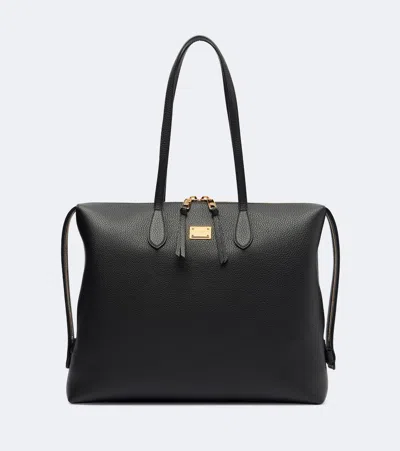 Dolce & Gabbana Vittoria Large Leather Tote Bag In Black