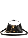 Dolce & Gabbana Vittoria Leather Bag Chain Strap Heart Charm In Black