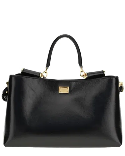 Dolce & Gabbana Vittoria Leather Shoulder Bag In Black
