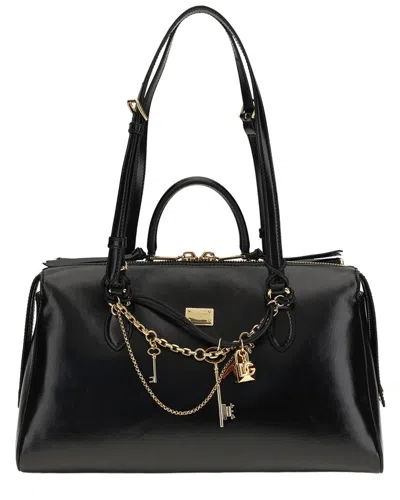 Dolce & Gabbana Vittoria Leather Shoulder Bag In Black