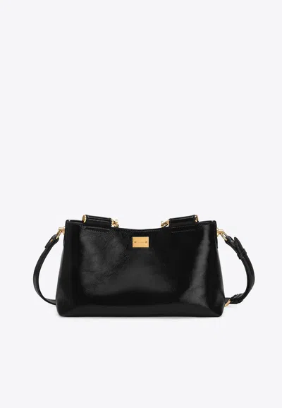 Dolce & Gabbana Vittoria Leather Top Handle Bag In Black