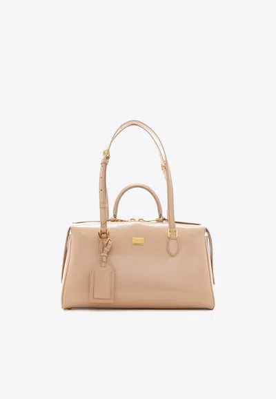 Dolce & Gabbana Vittoria Leather Top Handle Bag In Pink