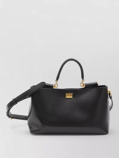 Dolce & Gabbana Vittoria Leather Tote Bag Top Handle In Black
