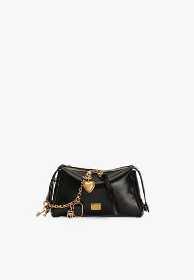 Dolce & Gabbana Vittoria Shoulder Bag With Charms In Black