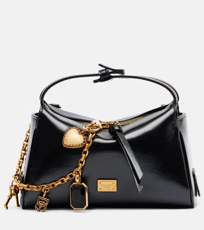 Dolce & Gabbana Vittoria Small Leather Top-handle Bag In Black