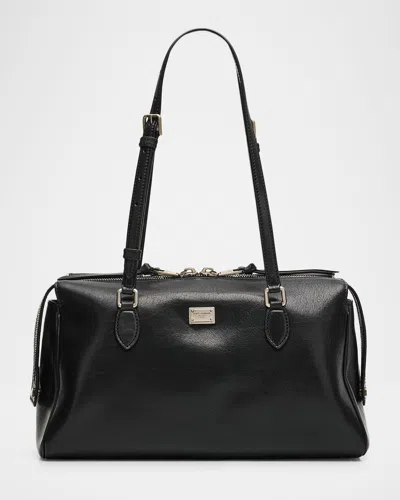 Dolce & Gabbana Vittoria Smooth Leather Shoulder Bag In Black
