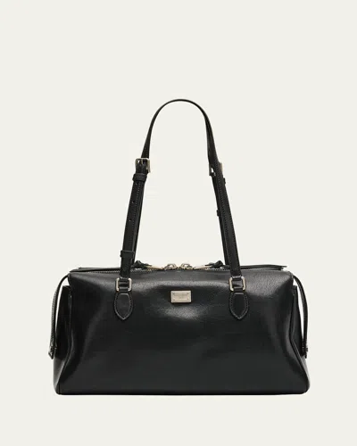 Dolce & Gabbana Vittoria Smooth Leather Shoulder Bag In Black