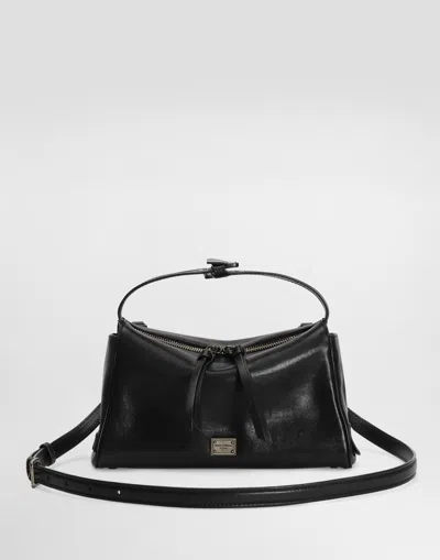 Dolce & Gabbana Vittoria Tempesta Calfskin Shoulder Bag In Black
