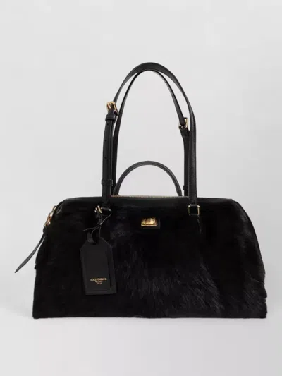 Dolce & Gabbana Vittoria Tote Bag Top Handle Fur