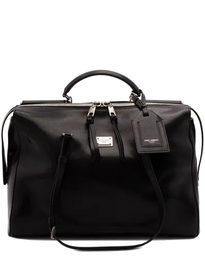 Dolce & Gabbana Vittoria Zip-top Leather Luggage In Black