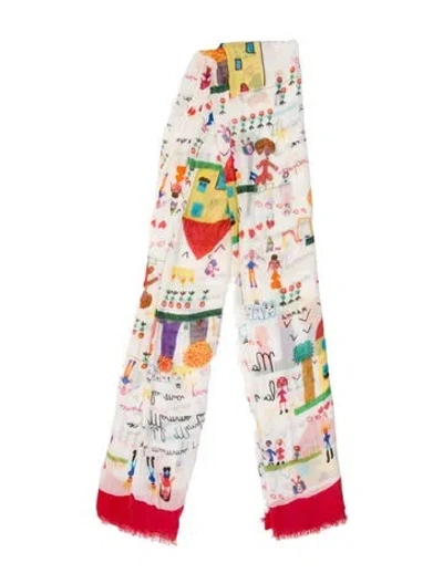Pre-owned Dolce & Gabbana Viva La Mamma 2015 Scarf In White