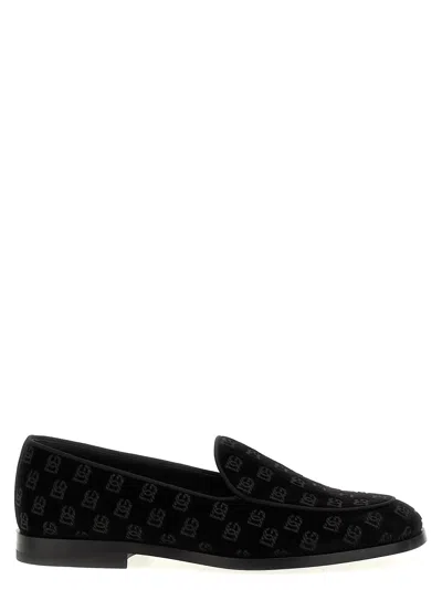 Dolce & Gabbana Vivaldi Velvet Loafers In Black