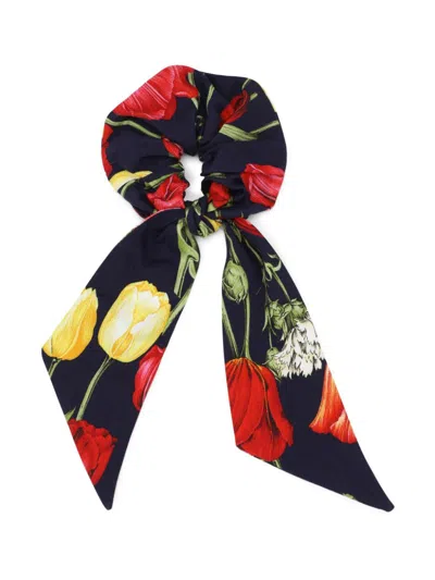 Dolce & Gabbana Kids' Viyella Floral-print Scrunchie In Blue