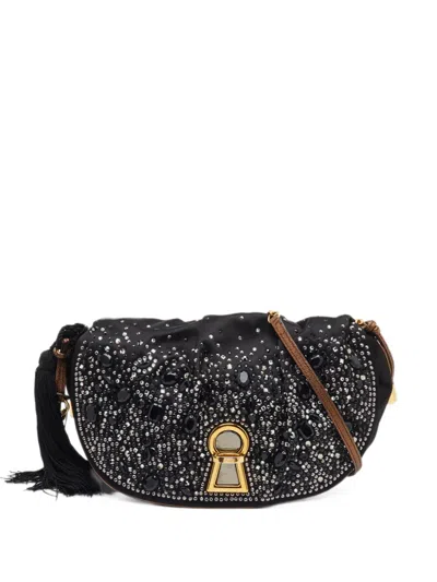 Pre-owned Dolce & Gabbana Vlada Crystal-embellished Shoulder Bag In Black