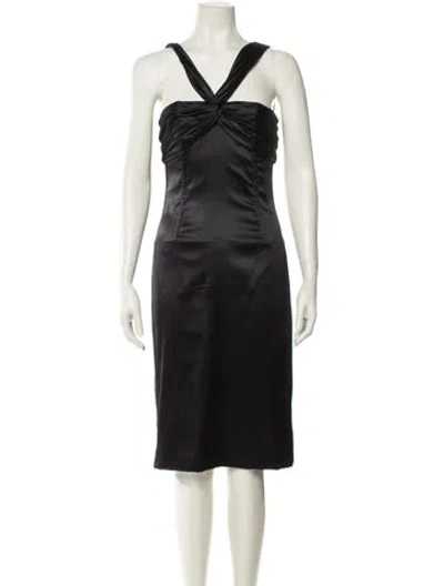 Pre-owned Dolce & Gabbana V-neck Knee-length Dress In Black
