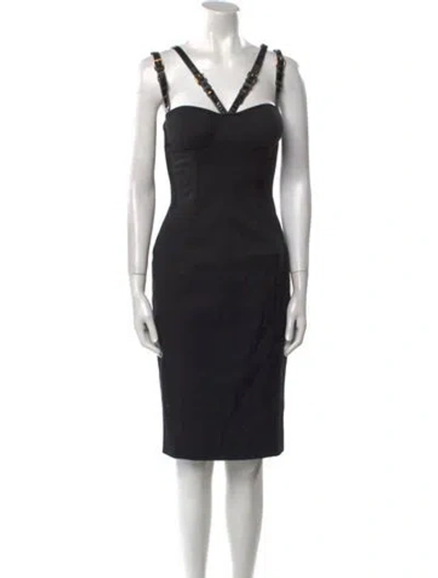 Pre-owned Dolce & Gabbana V-neck Knee-length Dress In Black