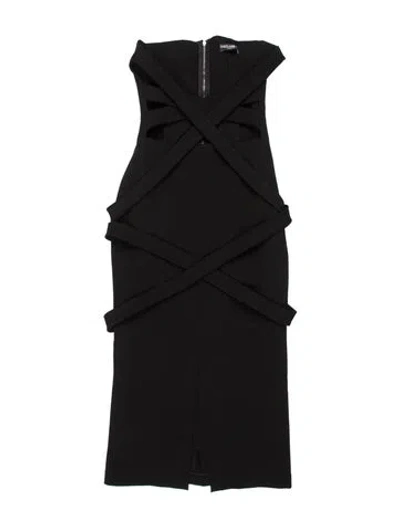 Pre-owned Dolce & Gabbana V-neck Knee-length Dress In Black