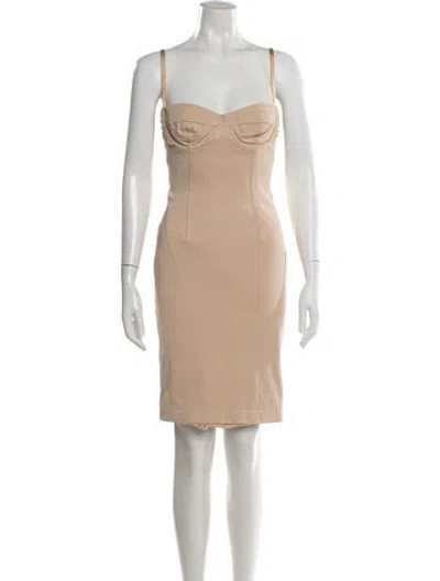 Pre-owned Dolce & Gabbana V-neck Knee-length Dress In Neutral