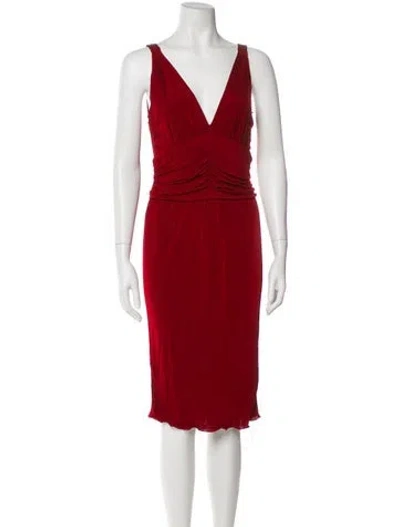 Pre-owned Dolce & Gabbana V-neck Knee-length Dress In Red