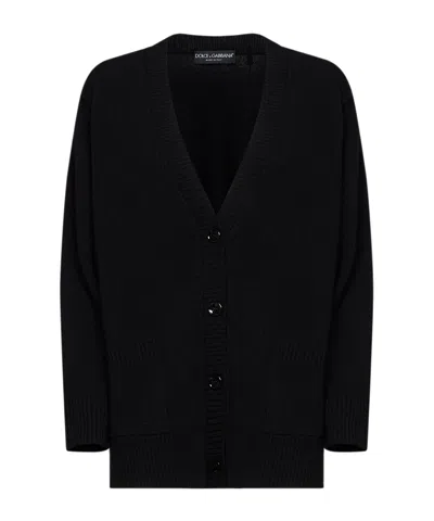 Dolce & Gabbana Dolce  Gabbana V-neck Knitted Cardigan In Black