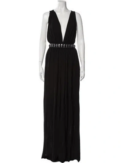 Pre-owned Dolce & Gabbana V-neck Long Dress W/ Tags In Black